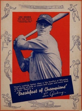 1936 Wheaties-Series 4 Hand Cut Lou Gehrig # Baseball Card