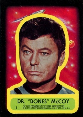 1976 Topps Star Trek Stickers Dr. Bones McCoy #4 Non-Sports Card