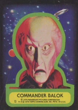 1976 Topps Star Trek Stickers Commander Balok #13 Non-Sports Card
