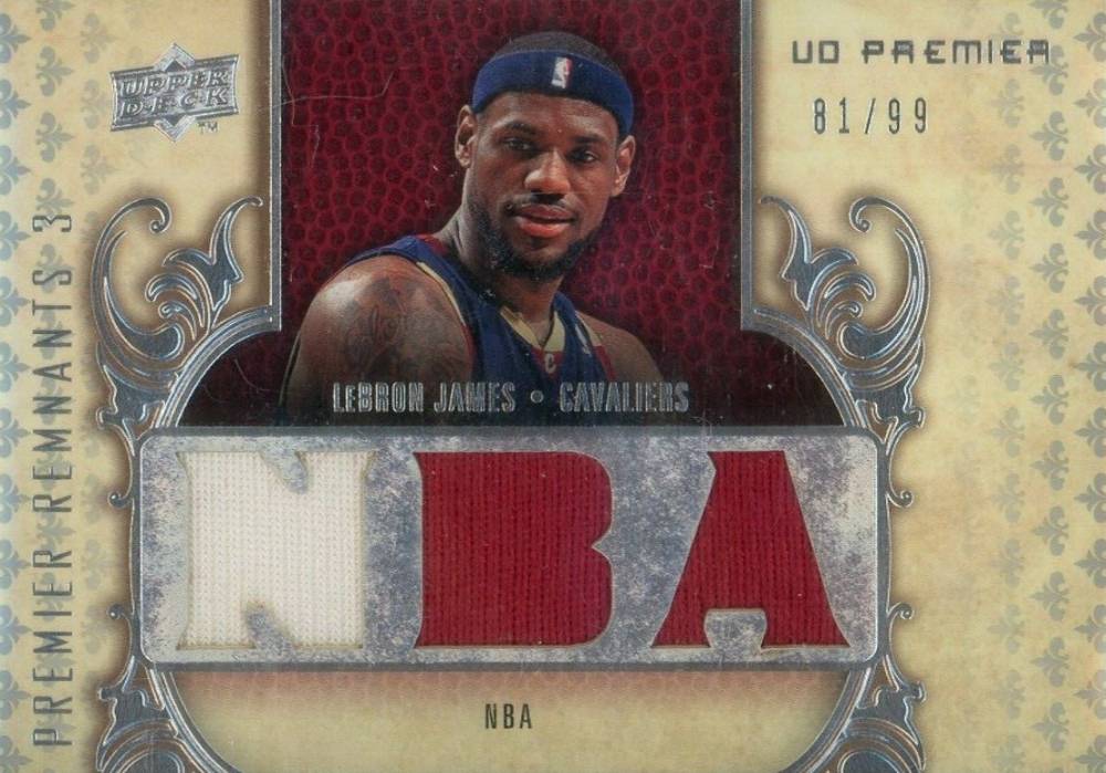 2008 Upper Deck Premier Premier Remnants Triple LeBron James #PR3LJ Basketball Card
