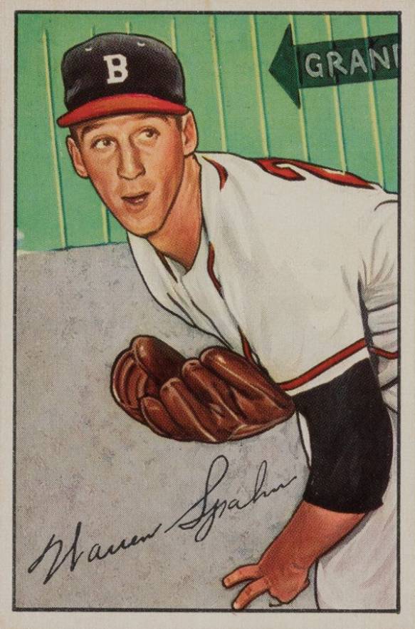1952 Bowman Warren Spahn #156 Baseball Card
