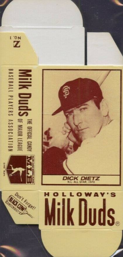 1971 Milk Duds Complete Box Dick Dietz #23 Baseball Card