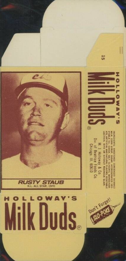1971 Milk Duds Complete Box Rusty Staub #15 Baseball Card