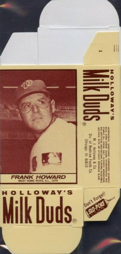 1971 Milk Duds Complete Box Frank Howard #1 Baseball Card