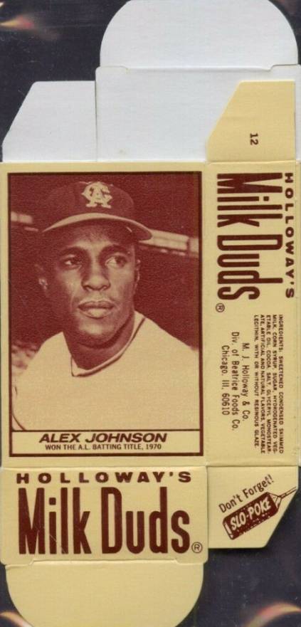 1971 Milk Duds Complete Box Alex Johnson #12 Baseball Card