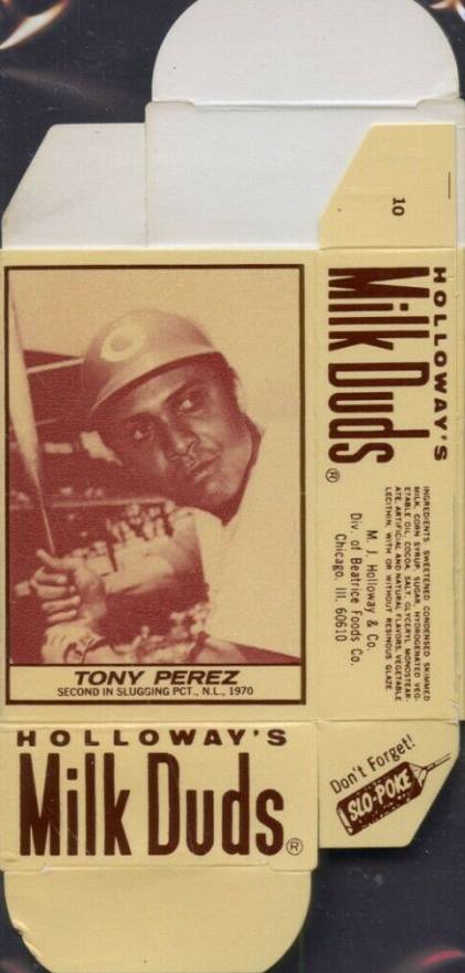 1971 Milk Duds Complete Box Tony Perez #10 Baseball Card