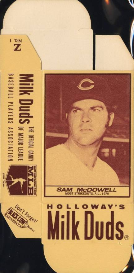 1971 Milk Duds Complete Box Sam McDowell #9 Baseball Card