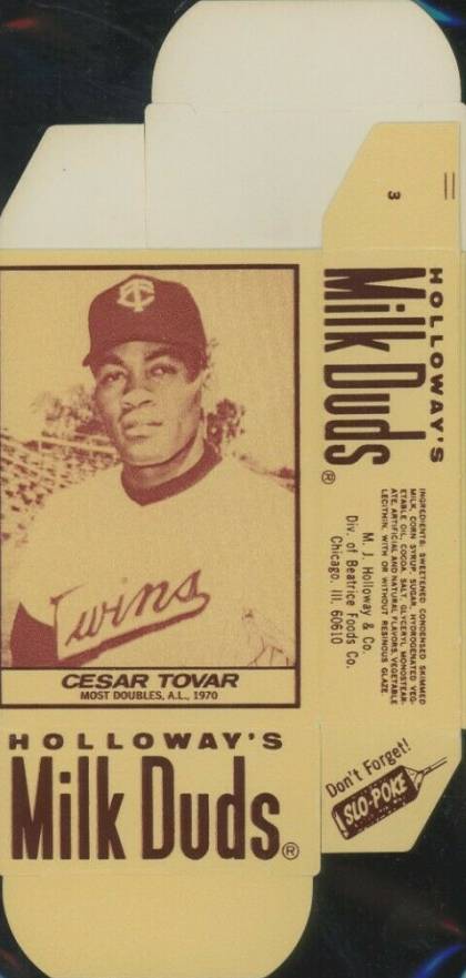 1971 Milk Duds Complete Box Cesar Tovar #3 Baseball Card