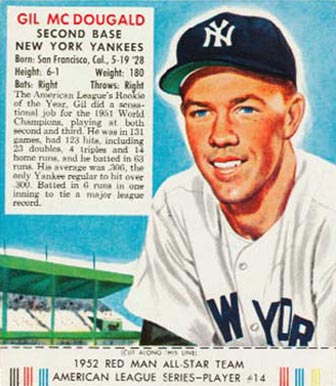 1952 Red Man Tobacco Gil McDougald #14 Baseball Card