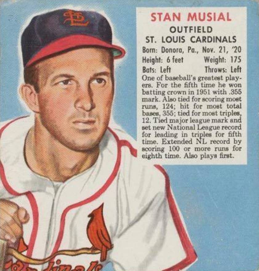 1952 Red Man Tobacco Stan Musial #16n Baseball Card