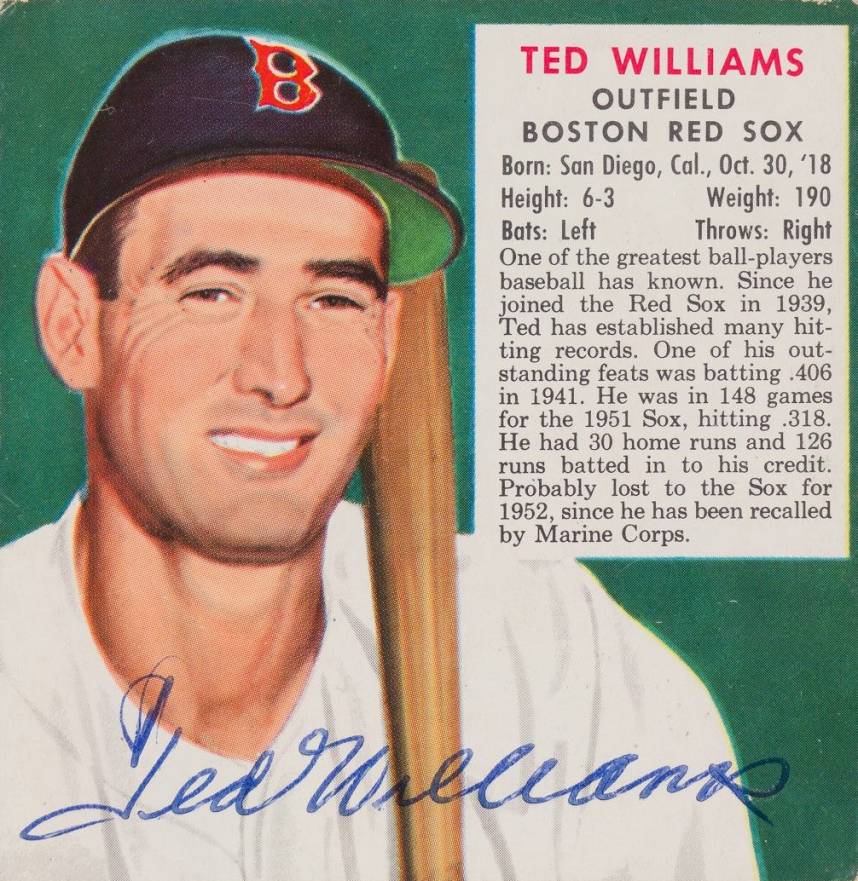 1952 Red Man Tobacco Ted Williams # Baseball Card