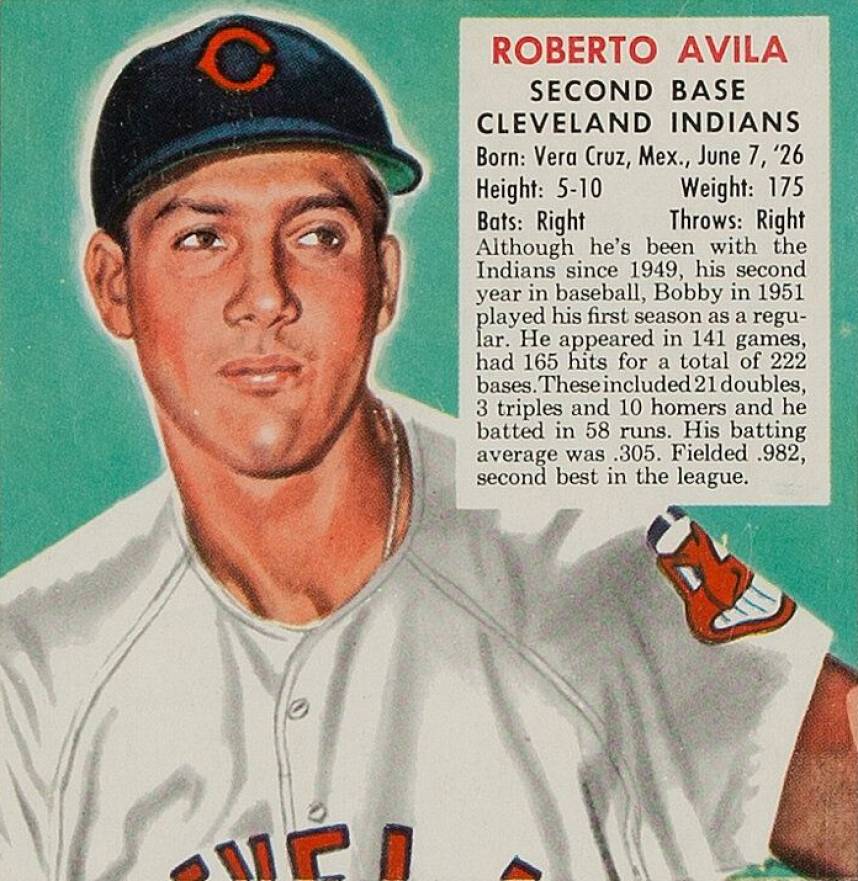 1952 Red Man Tobacco Bobby Avila #2a Baseball Card