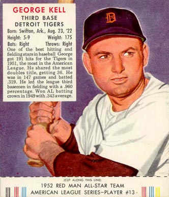 1952 Red Man Tobacco George Kell #13a Baseball Card