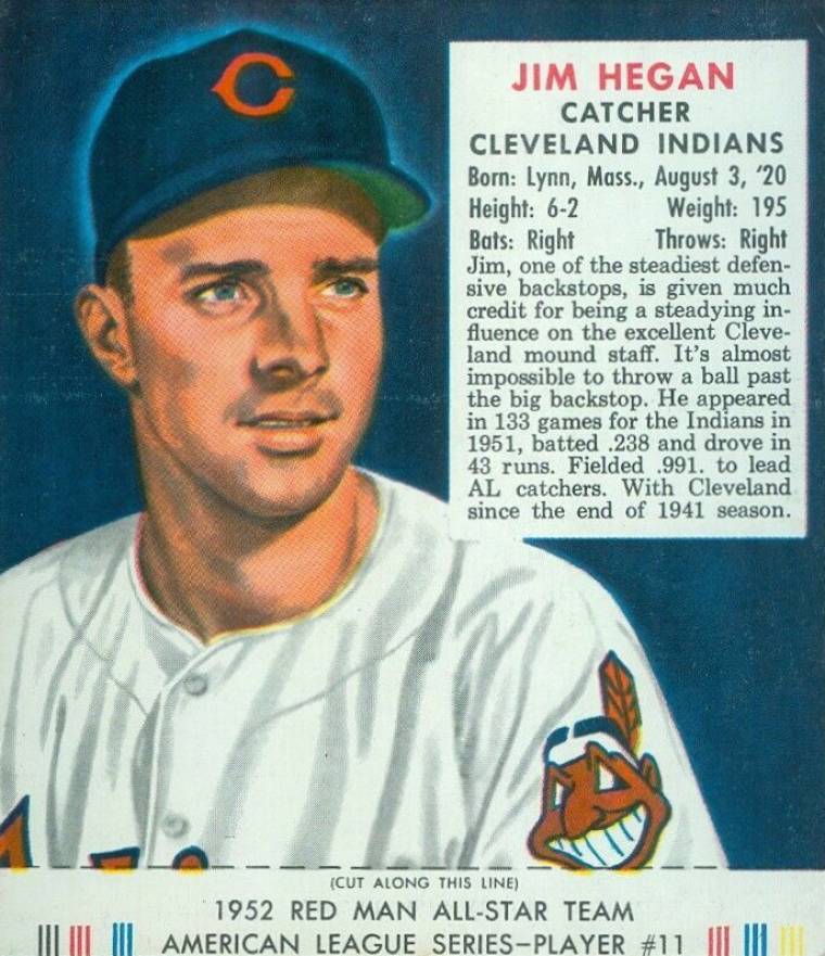 1952 Red Man Tobacco Jim Hegan #11a Baseball Card