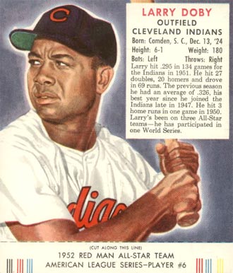 1952 Red Man Tobacco Larry Doby #6a Baseball Card