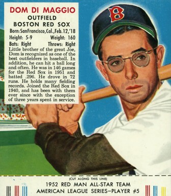 1952 Red Man Tobacco Dom DiMaggio #5a Baseball Card