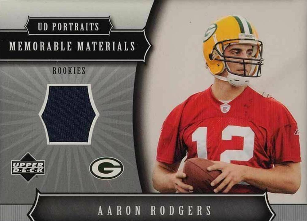 2005 Upper Deck Portraits Memorable Materials Aaron Rodgers #MM-AR Football Card