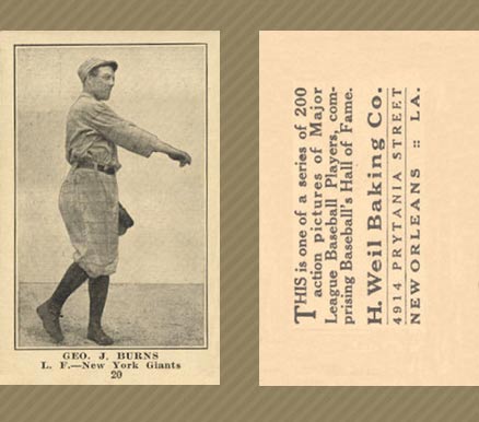 1917 Weil Baking Co. Geo. J. Burns #20 Baseball Card