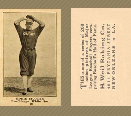 1917 Weil Baking Co. Eddie Cicotte #28 Baseball Card