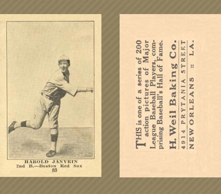1917 Weil Baking Co. Harold Janvrin #83 Baseball Card