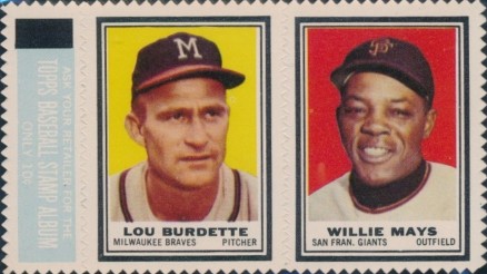 1962 Topps Stamp Panels Burdette/Mays # Baseball Card