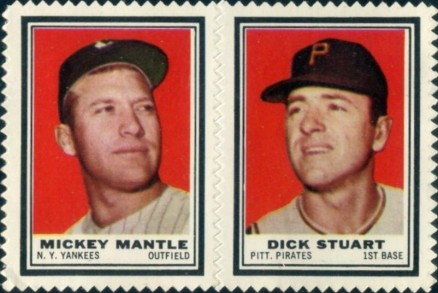 1962 Topps Stamp Panels Mantle/Stuart # Baseball Card