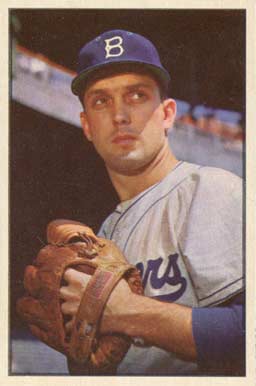 1953 Bowman Color Carl Erskine #12 Baseball Card