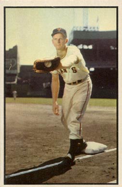 1953 Bowman Color Whitey Lockman #128 Baseball Card