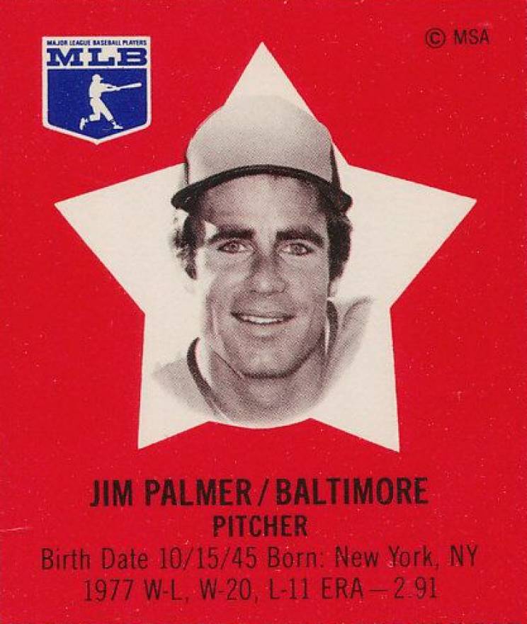 1978 Pepsi-Cola SuperSTAR Hand Cut Jim Palmer # Baseball Card