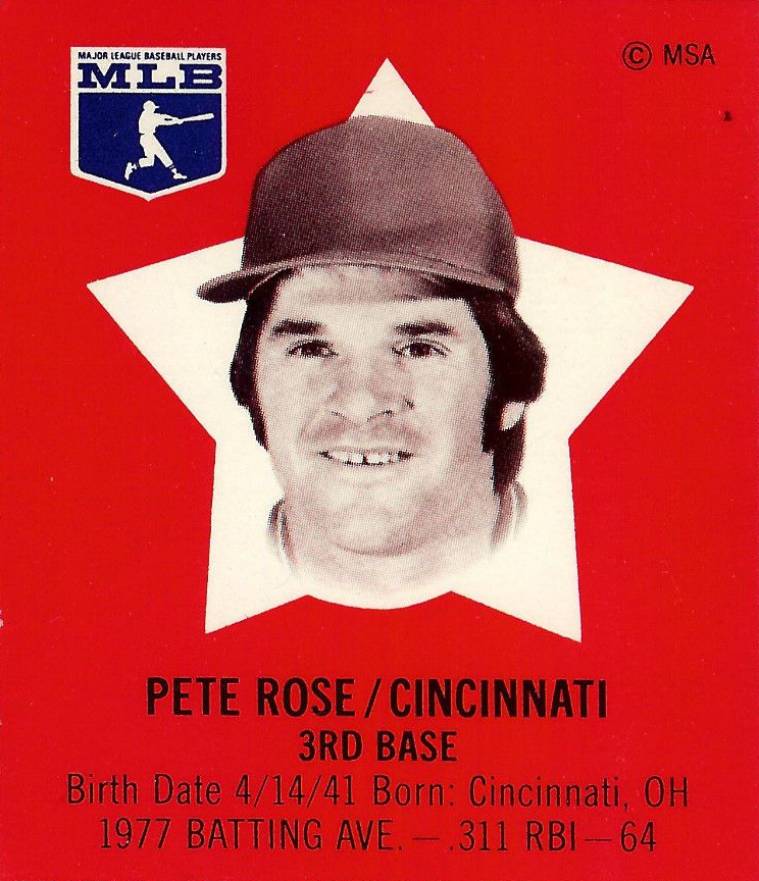 1978 Pepsi-Cola SuperSTAR Hand Cut Pete Rose # Baseball Card