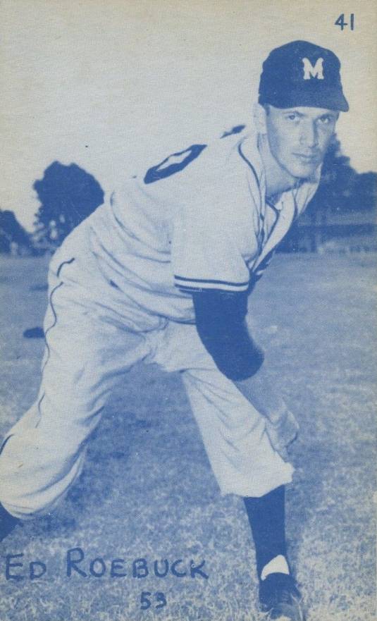 1953 Canadian Exhibits Ed Roebuck #41 Baseball Card