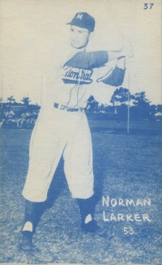 1953 Canadian Exhibits Norman Larker #37 Baseball Card
