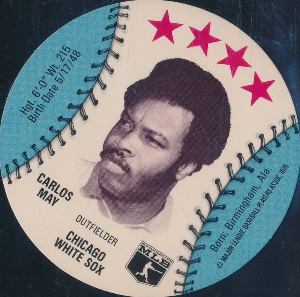 1976 Isaly's Sweet William Disc Carlos May # Baseball Card
