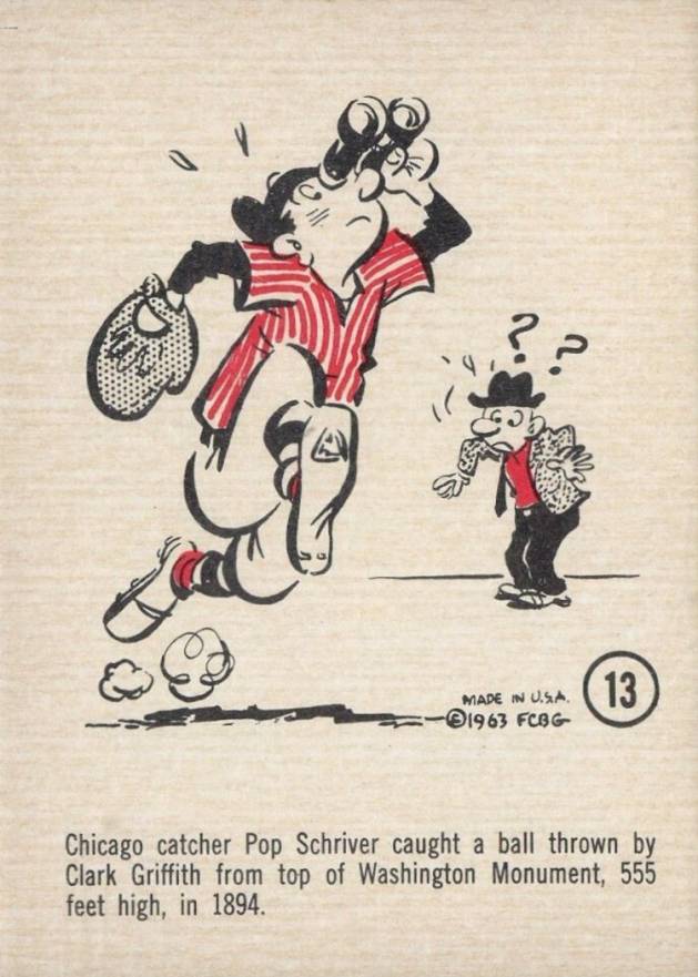 1963 Gad Fun Cards Pop Schriver #13 Baseball Card
