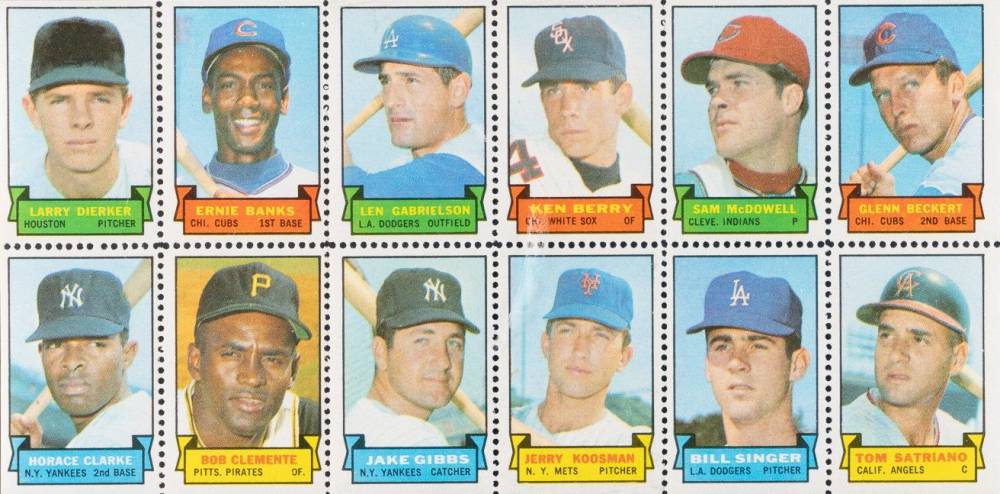 1969 Topps Stamps Panels Singer/Clemente/Banks/Beckert/Clarke/Gibbs/Koosman/Berry/Dierker/Gabrielson/McDowell/Satriano # Baseball Card