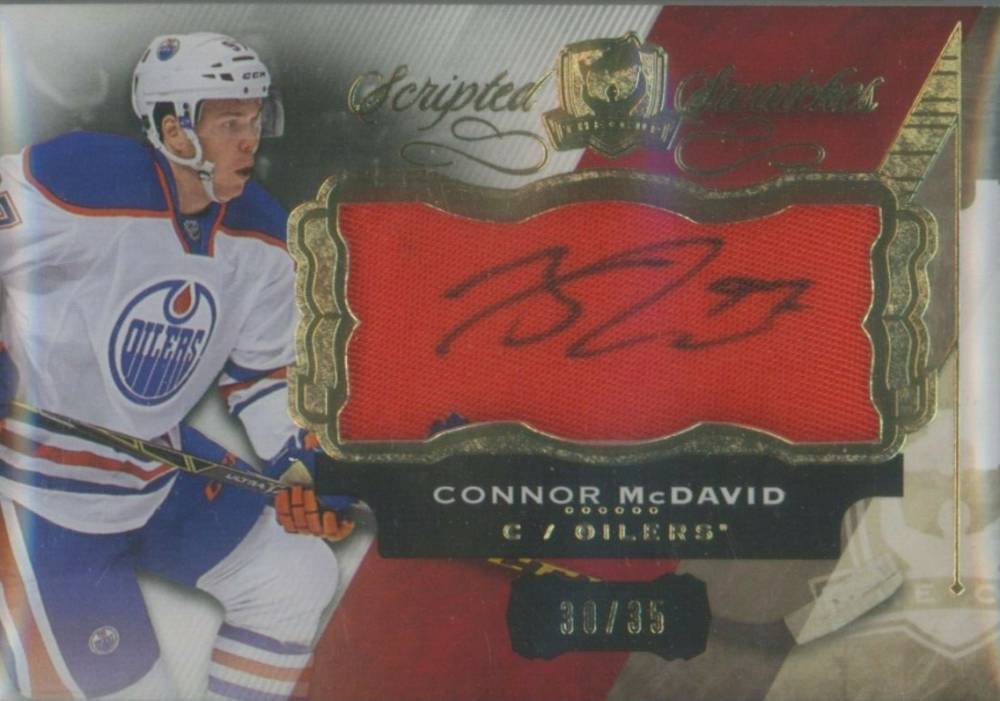 2015 Upper Deck the Cup Scripted Swatches Connor McDavid #SW-CM Hockey Card