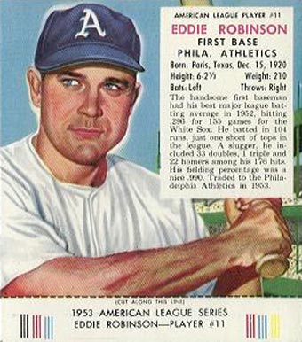 1953 Red Man Tobacco Eddie Robinson #11 Baseball Card