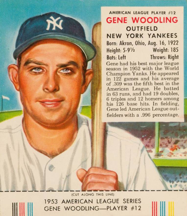 1953 Red Man Tobacco Gene Woodling #12 Baseball Card