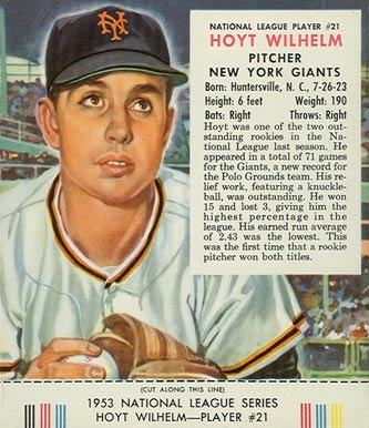 1953 Red Man Tobacco Hoyt Wilhelm #21n Baseball Card