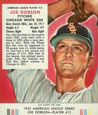 1953 Red Man Tobacco Joe Dobson #15 Baseball Card