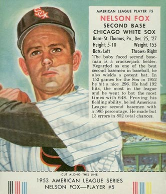 1953 Red Man Tobacco Nelson Fox #5 Baseball Card