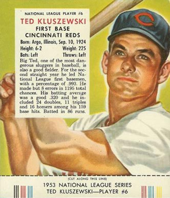 1953 Red Man Tobacco Ted Kluszewski #6 Baseball Card