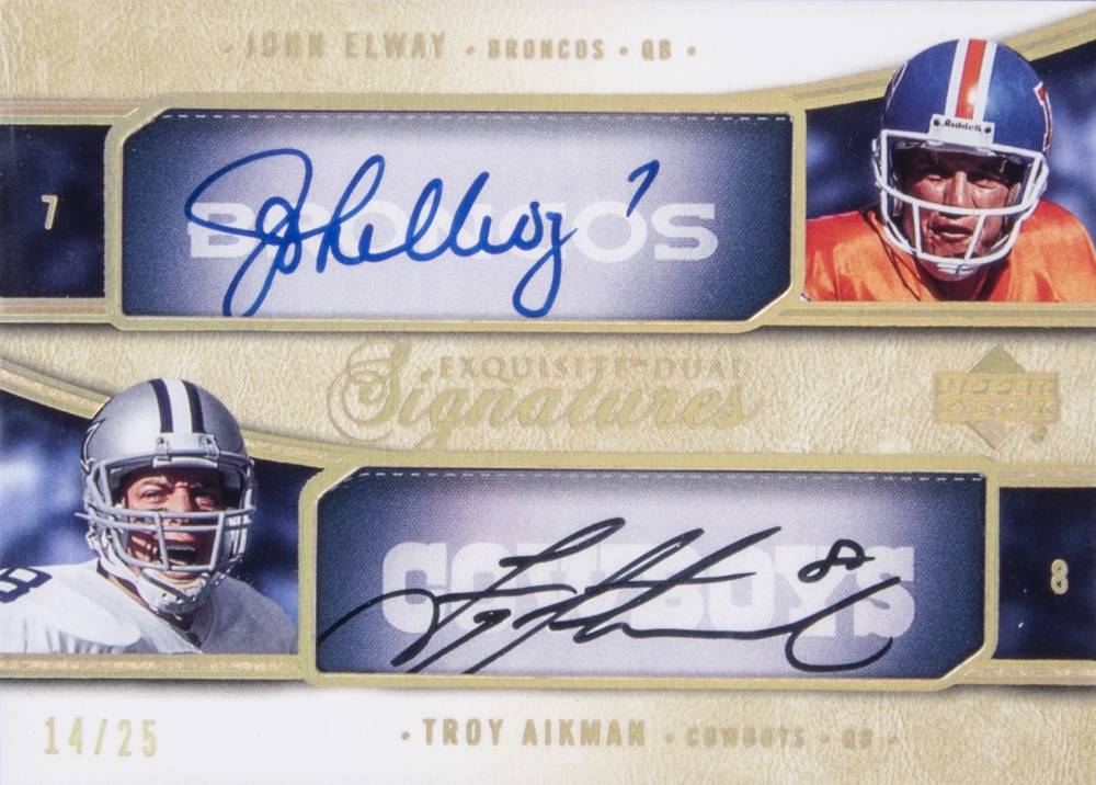 2005 Upper Deck Exquisite Collection Dual Signatures John Elway/Troy Aikman #E2SEA Football Card