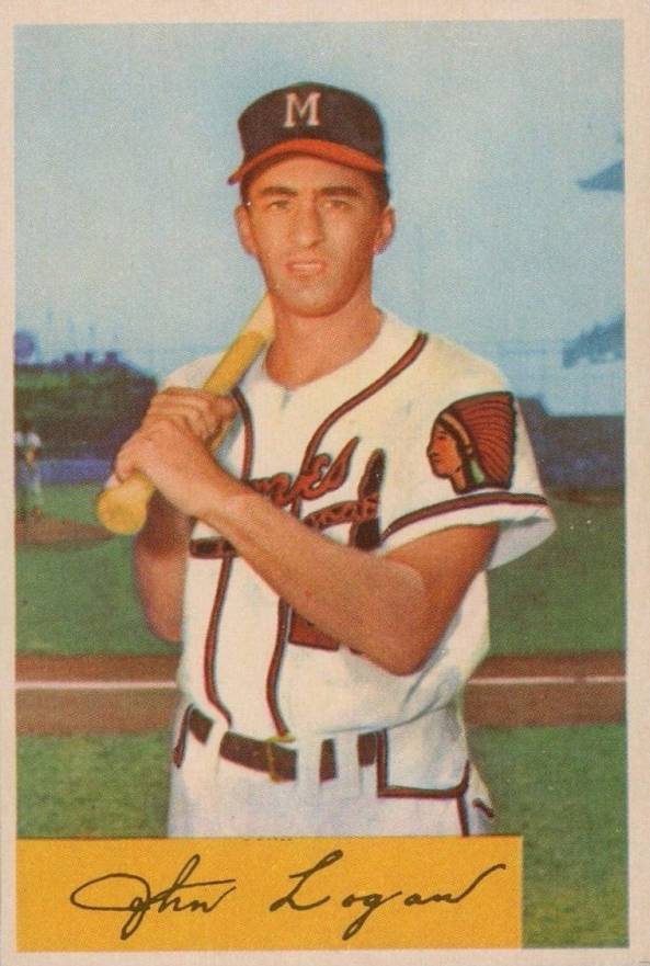 1954 Bowman Johnny Logan #80a Baseball Card