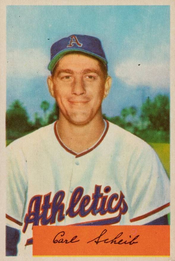 1954 Bowman Carl Scheib #67a Baseball Card