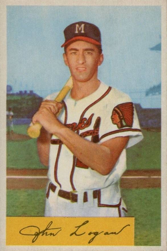 1954 Bowman Johnny Logan #80b Baseball Card