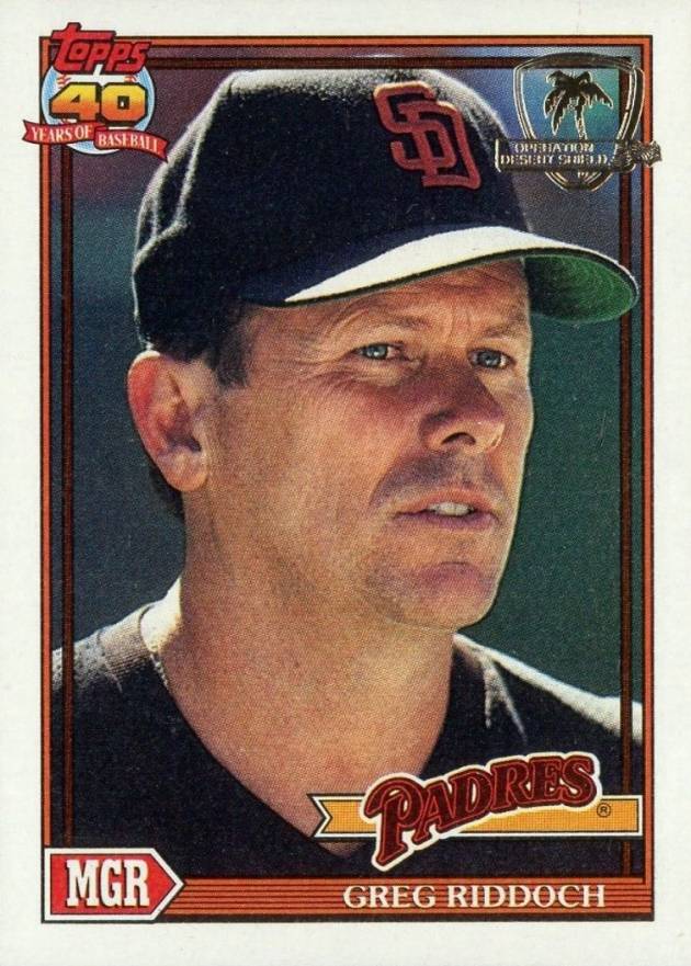 1991 Topps Desert Shield Greg Riddoch #109 Baseball Card