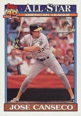 1991 Topps Desert Shield Jose Canseco #390 Baseball Card