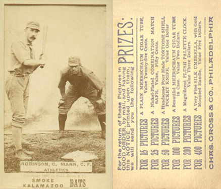 1887 Kalamazoo Bats Robinson, C. Man, C.F. Athletics # Baseball Card