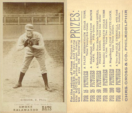 1887 Kalamazoo Bats Gibson, C. Phila # Baseball Card